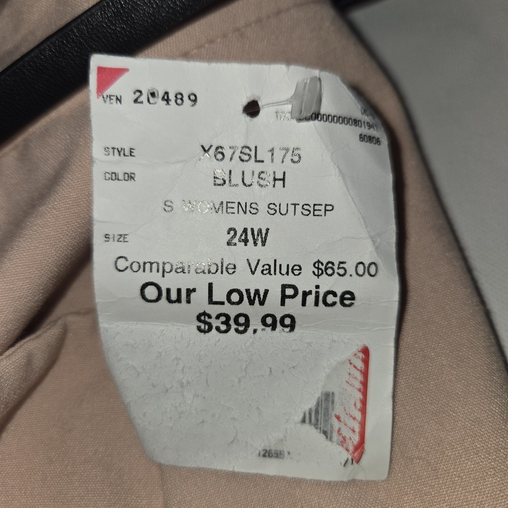 Calvin Klein Blush Pencil Skirt with Dark Brown Thin Belt Size 24W - Picture 7 of 10